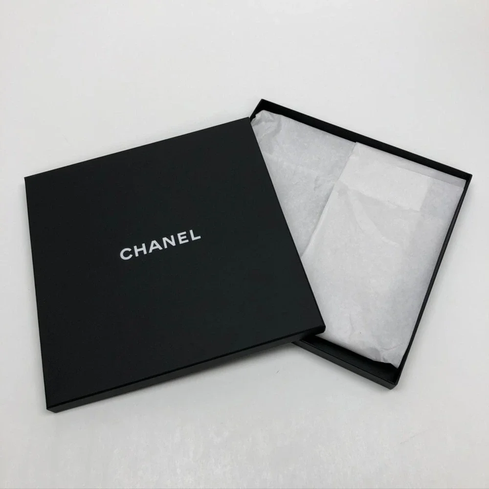 Authentic Chanel Gift Box Black Empty Storage Square Medium 10.5x10.5x1